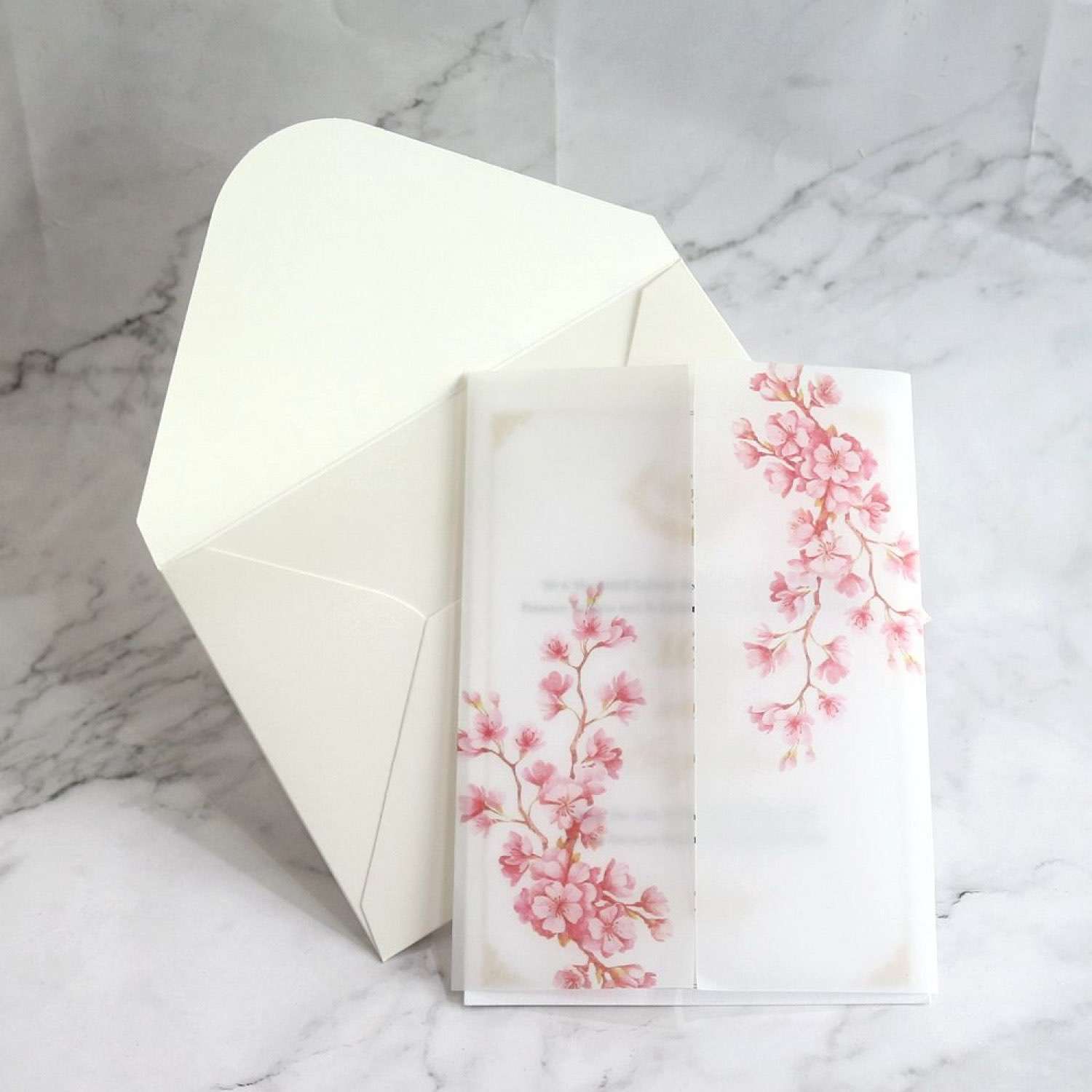Wedding Invitation Card with Vellum Paper Cover Fresh Style Latest Invitation 